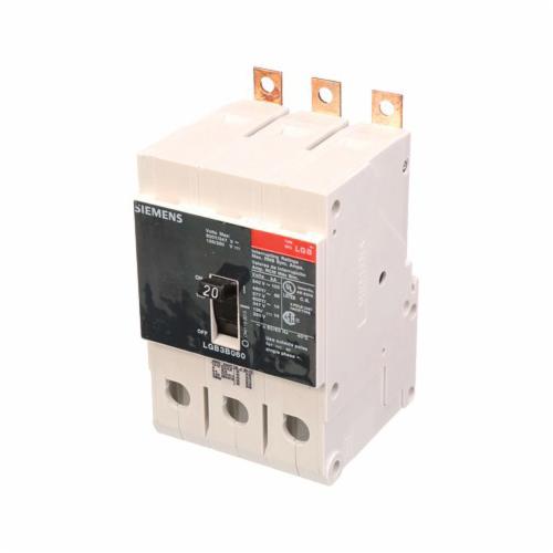 Siemens LGB3B020B Type LGB Low Voltage Molded Case Circuit Breaker, 480 V AC, 20 A, 65 kA Interrupt, 3 Poles, Thermal Magnetic Trip