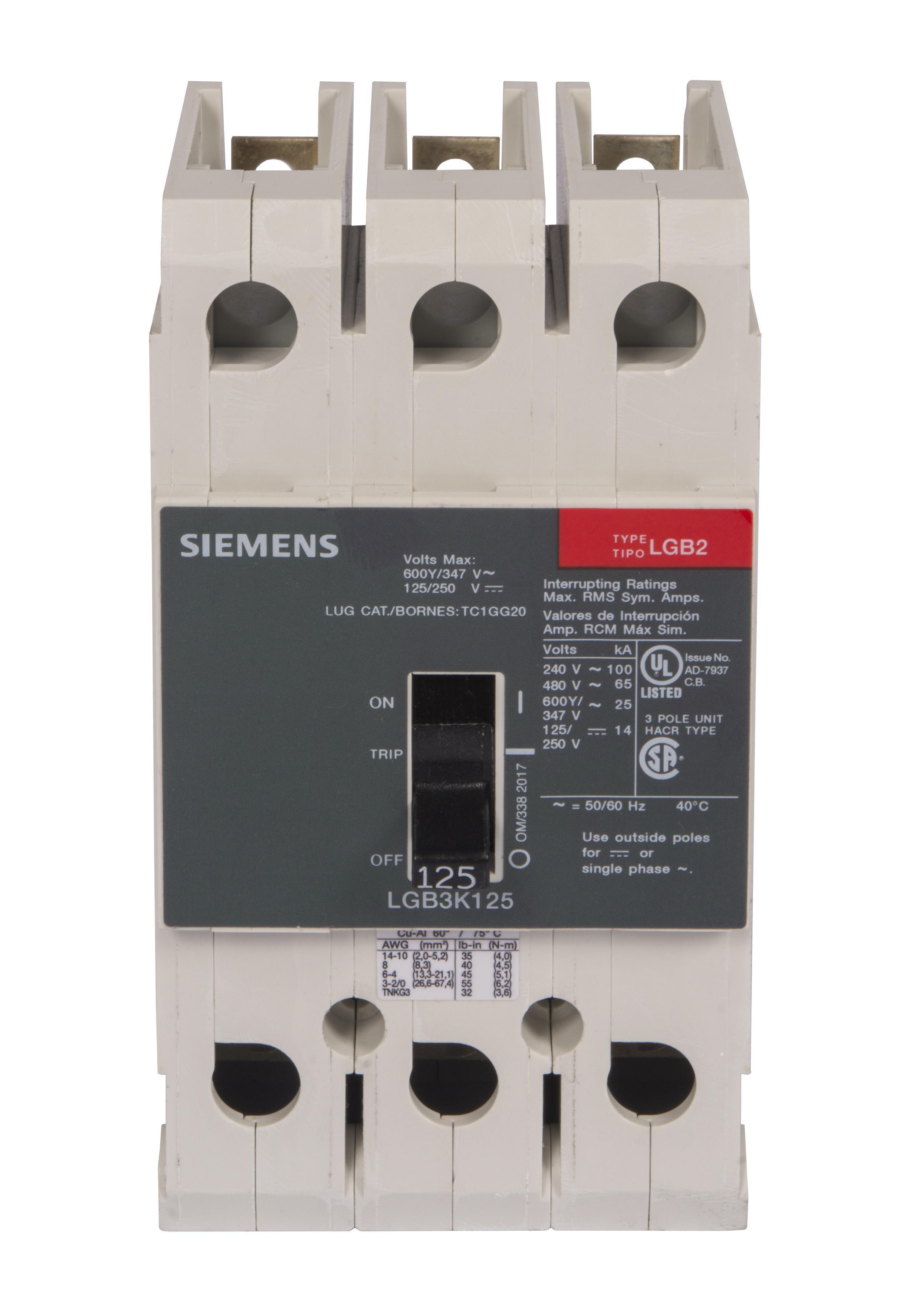 Siemens LGB3K125B - Molded Case Circuit Breakers