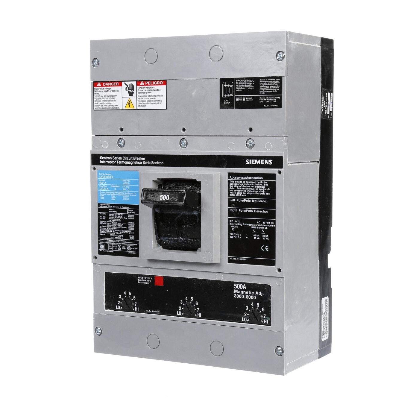 Siemens LXD63B500 - Molded Case Circuit Breakers