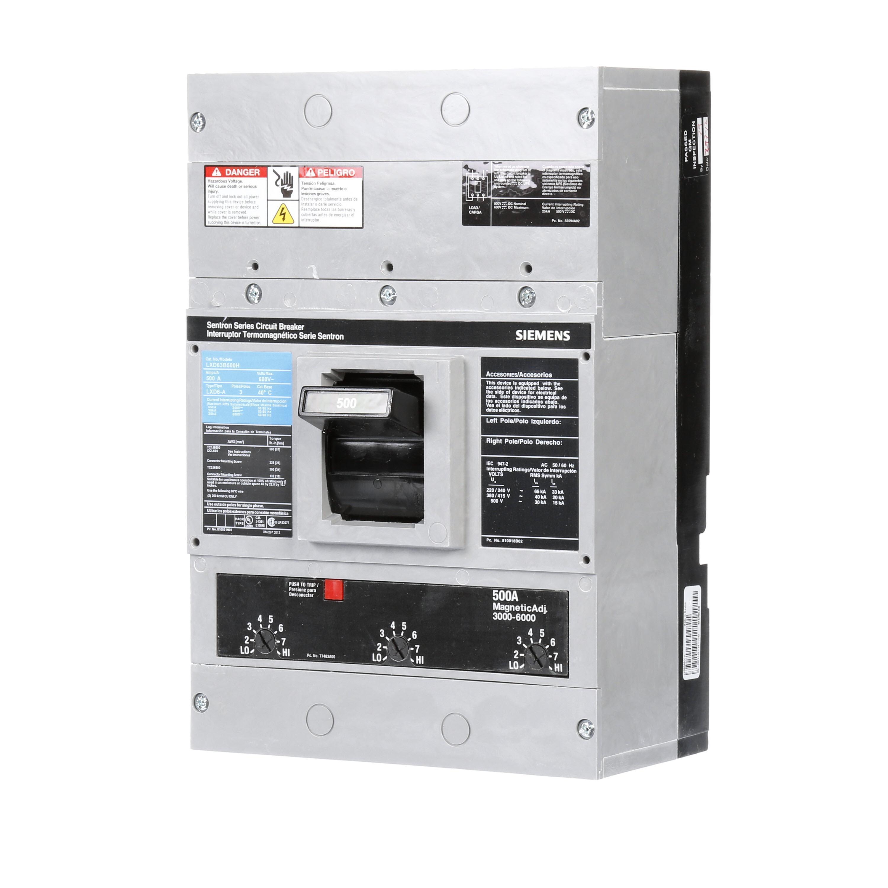 Siemens LXD63B500H - Molded Case Circuit Breakers