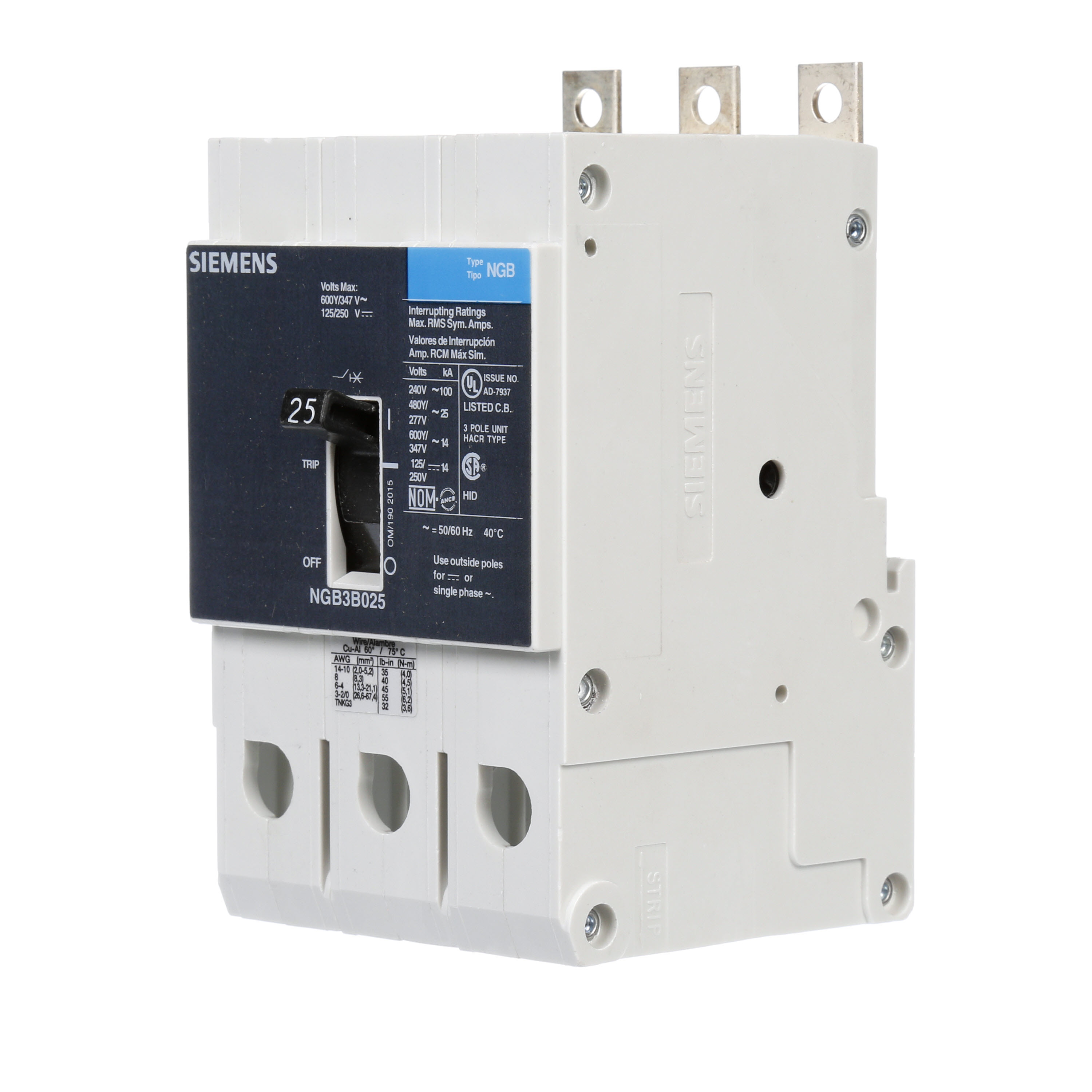 Siemens NGB3B025B - Molded Case Circuit Breakers