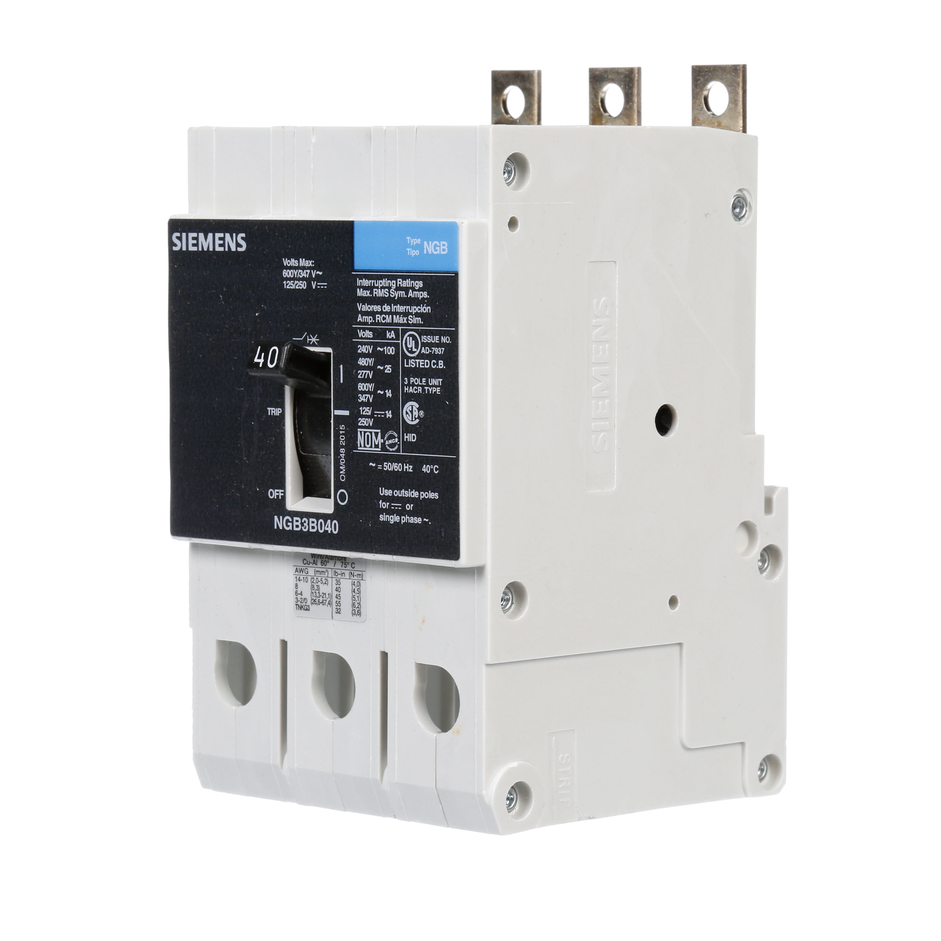 Siemens NGB3B040 - Molded Case Circuit Breakers