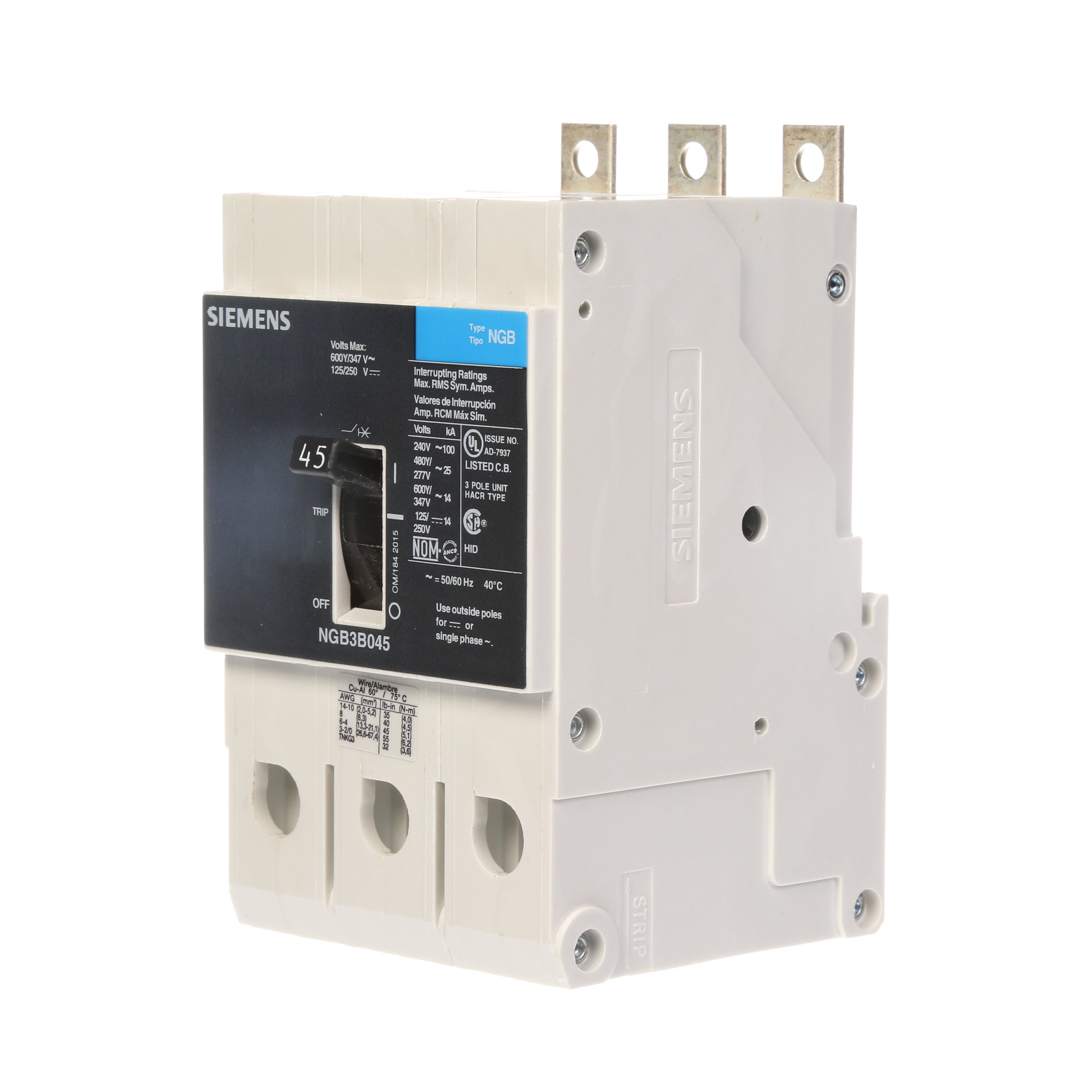 Siemens NGB3B045B - Molded Case Circuit Breakers
