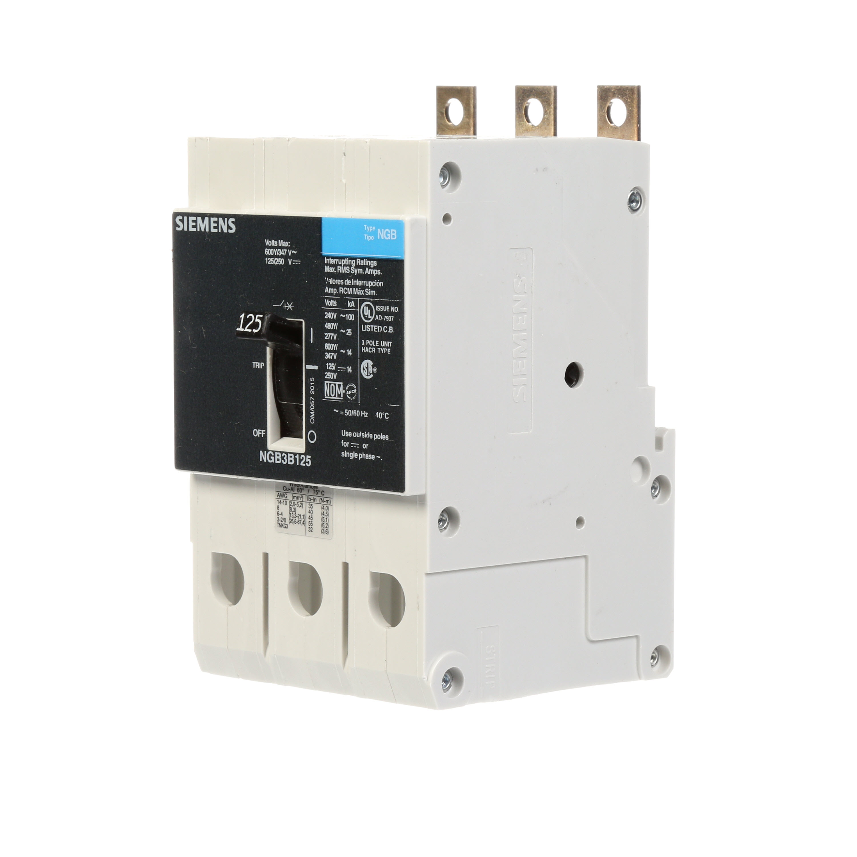 Siemens NGB3B125 - Molded Case Circuit Breakers