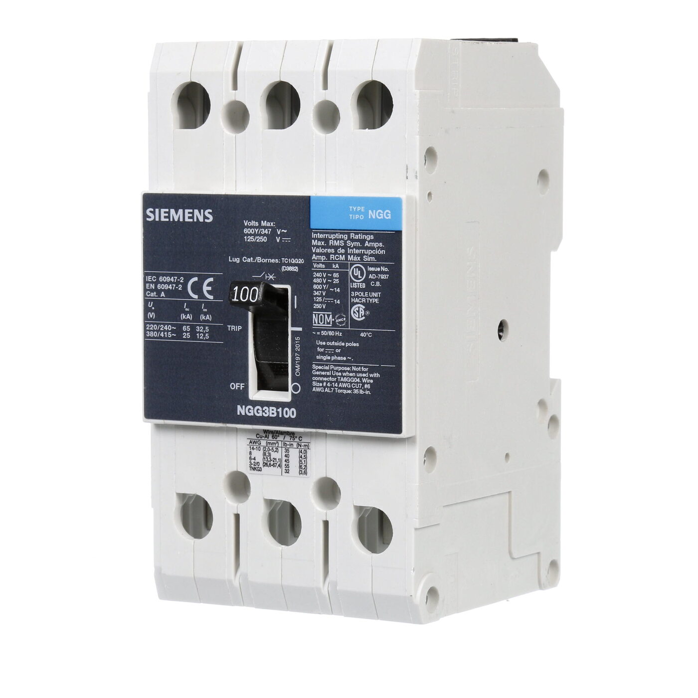 Siemens NGG3B100L - Molded Case Circuit Breakers