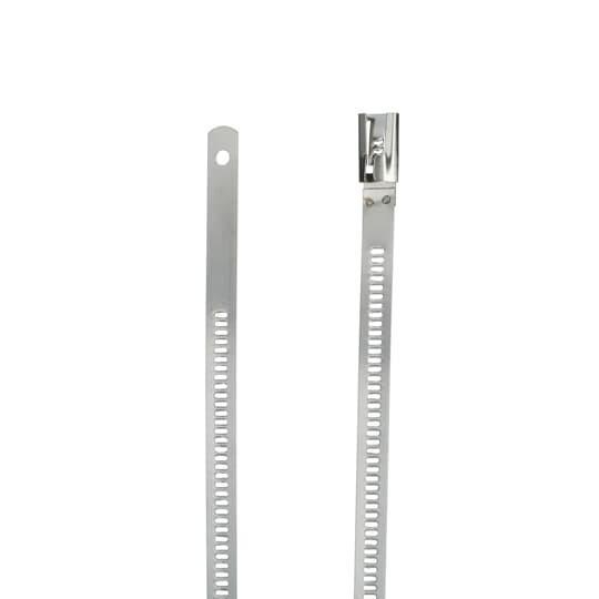 Ty-Rap TYS12-280 Uncoated Cable Tie, 11.8 in L x 0.28 in W x 0.01 in THK, 316 Stainless Steel, Metallic Gray