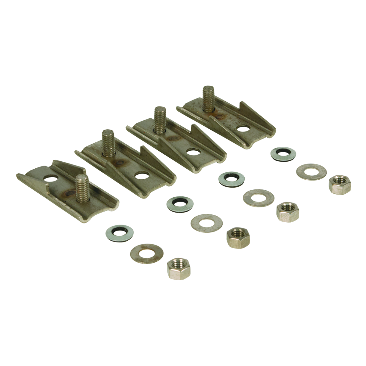 Wiegmann N412MFKSS N412 Mounting Foot Kit, 2-15/32 in L, For Use With N412 Stainless Steel Enclosure, 304 Stainless Steel, Plated