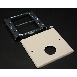 Wiremold V4047AX 2-Gang Overlapping Round Opening Single Receptacle Cover Plate, For Use With 4000 Series Raceway, Steel, Ivory