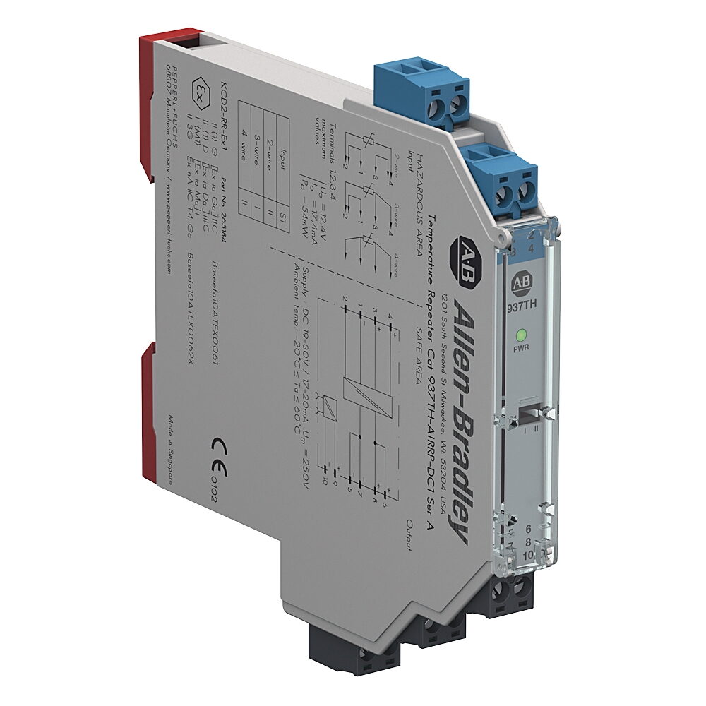 Allen-Bradley Intrinsic Safety Isolator, Temperature Repeater, Analog Input, 24VDC, 1 Channel, 12.5 mm