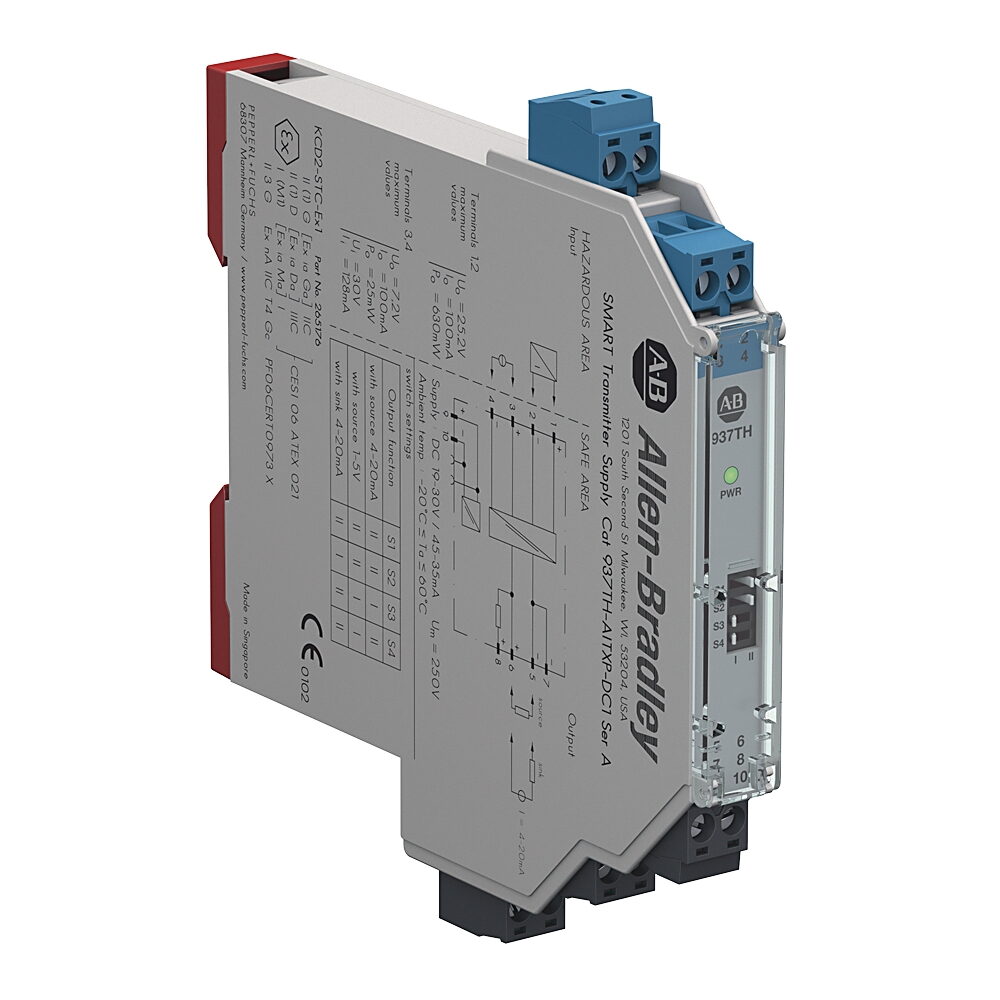 Allen-Bradley Intrinsic Safety Isolator, SMART Transmitter Supply, Analog Input, 24VDC, 1 Channel, 12.5 mm