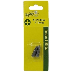 Dottie IB1PC 2-Piece Carded Insert Bit, #1, 1 in OAL, Steel