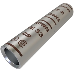 ILSCO SureCrimp CT-2 CT Series Short Barrel Compression Sleeve, 2 AWG Copper Conductor, Die Code: I-33, 1-7/8 in L, Copper