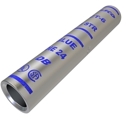 ILSCO SureCrimp CT-6 CT Series Short Barrel Compression Sleeve, 6 AWG Copper Conductor, Die Code: I-24, 1-3/4 in L, Copper