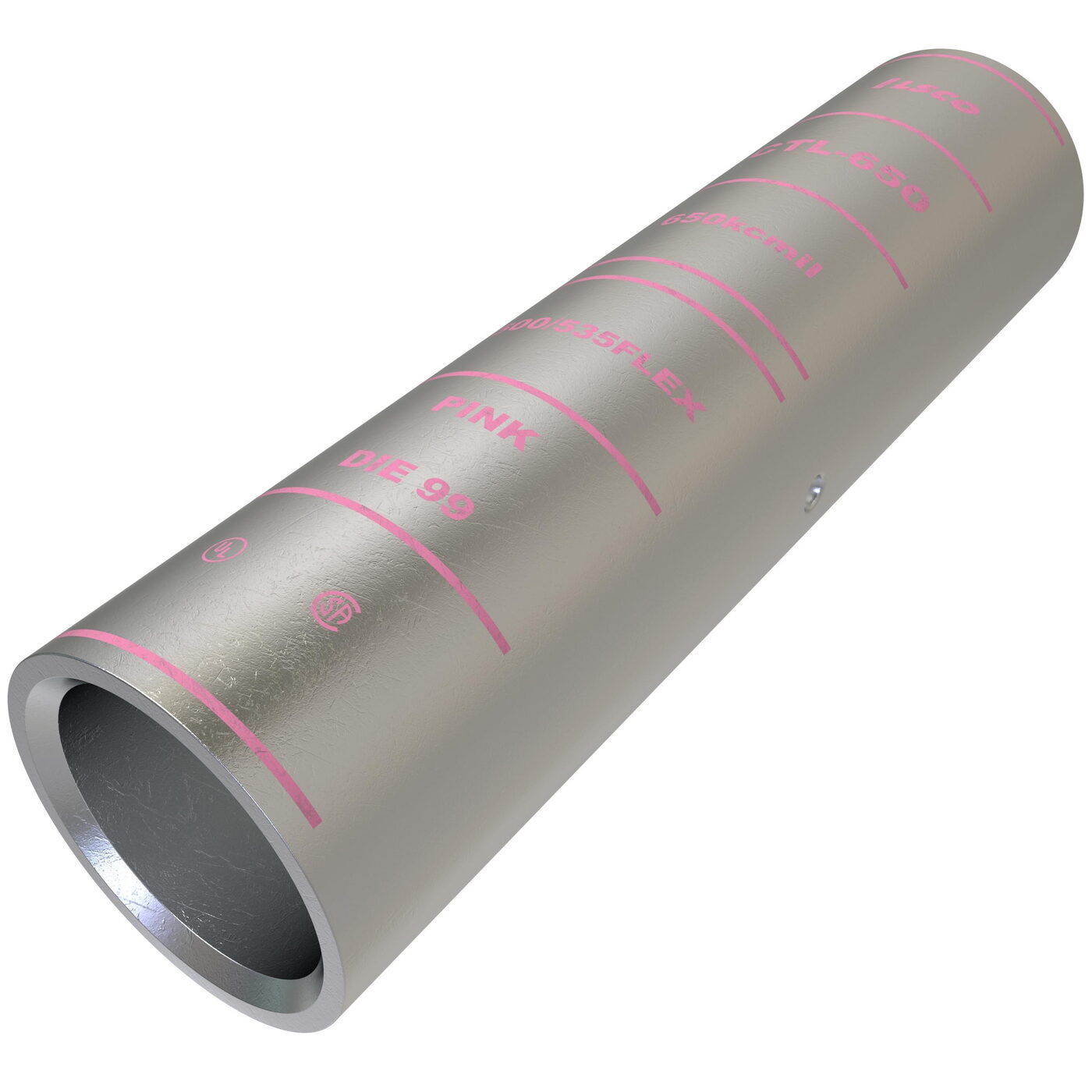 ILSCO SureCrimp CTL-650 Type CTL Long Barrel Compression Sleeve, 350 to 650 kcmil Copper Conductor, Die Code: I-99, 4-5/8 in L, Copper