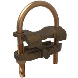 ILSCO ClearChoice GPL-33 Type GPL U-Bolt Ground Clamp, 2 to 2-3/8 in Rod, 4 to 2/0 AWG Conductor, Cast Bronze