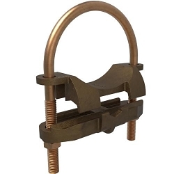ILSCO ClearChoice GPL-46 Type GPL U-Bolt Ground Clamp, 3 to 3-1/2 in Rod, 2/0 AWG to 250 kcmil Conductor, Cast Bronze
