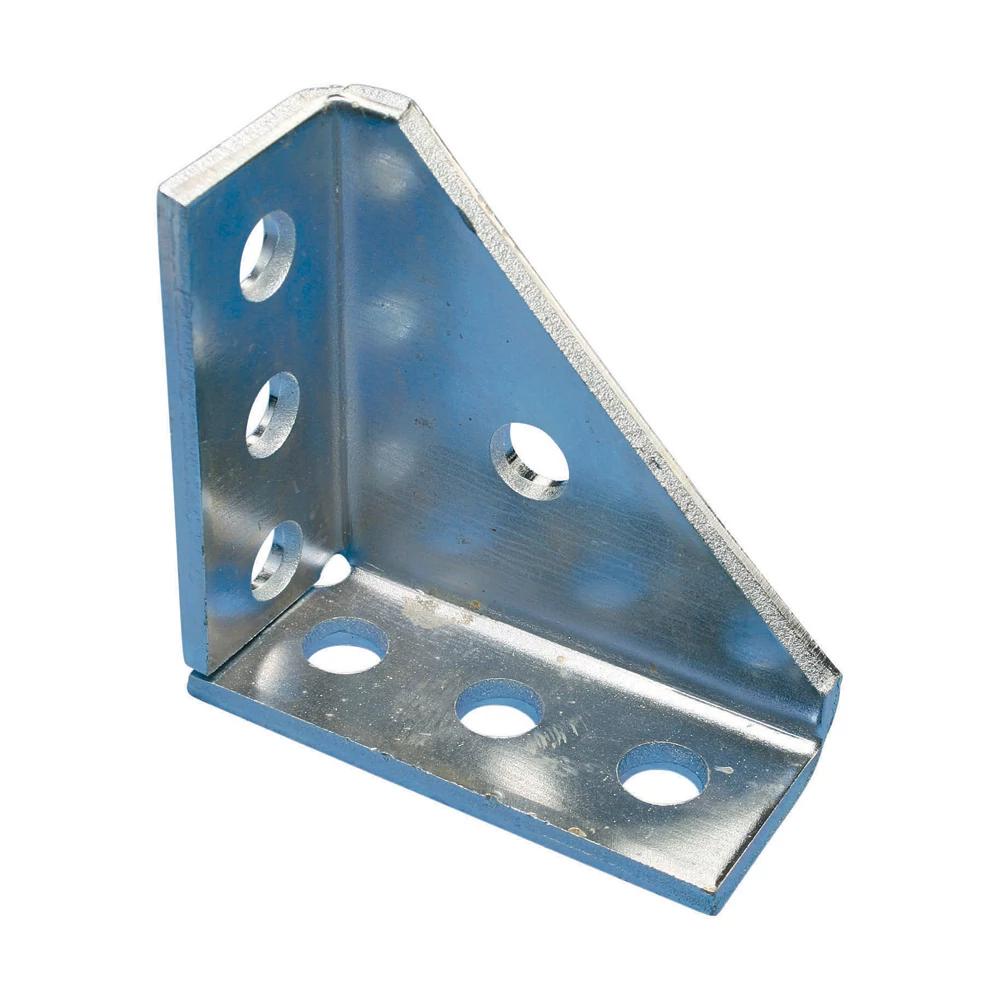 nVent L23U0000EG 90 deg 3-3-1 Hole Universal Corner Gusset, 7 Holes, 4-1/8 in L x 4-1/8 in W, Steel
