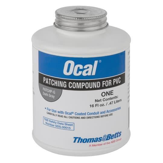 Ocal PATCHP-G Touch-Up Patching Compound, 16 oz Brush-In Cap Bottle, Dark Gray