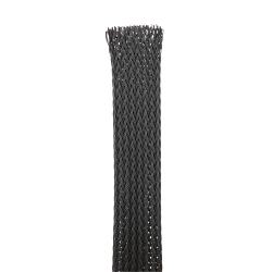 Panduit Pan-WrapTM SE75PSC-CR0 Expandable Fray-Resistant Braided Sleeve, 3/4 in Dia x 100 ft L Sleeve, Polyethylene Terephthalate, -94 to 257 deg F, Black