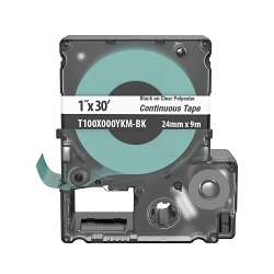 Panduit T100X000YKM-BK Continuous Tape Cassette, 2.95 in L x 2.53 in W, For Use With MP100 and MP300 Mobile Printers, Polyester, Black on Clear
