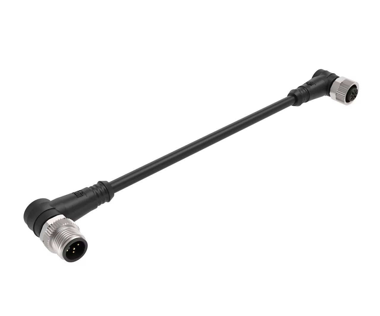 Molex 1200668681 M12 Signal, A-Coded, Double-Ended Cordset, 5 Poles, Female (90°) to Male (90°), 0.34mm² (22 AWG)