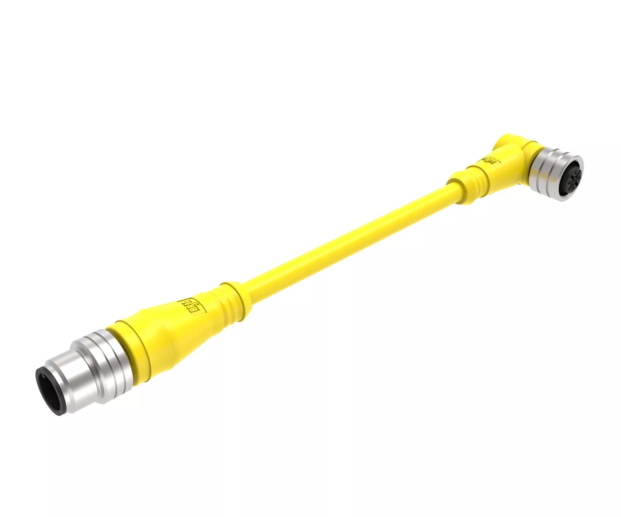Molex 1200670046 M12 Signal, A-Coded, Double-Ended Cordset with LED for PNP Sensors,3 Poles, Female (90°) to Male (Strai
