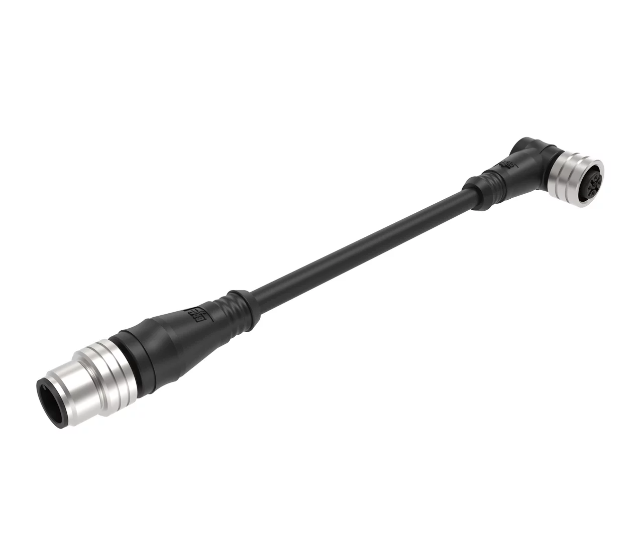 Molex 1200675078 M12 Signal, A-Coded, Double-Ended Cordset with LED for PNP Sensors,3 Poles, Female (90°) to Male (Strai