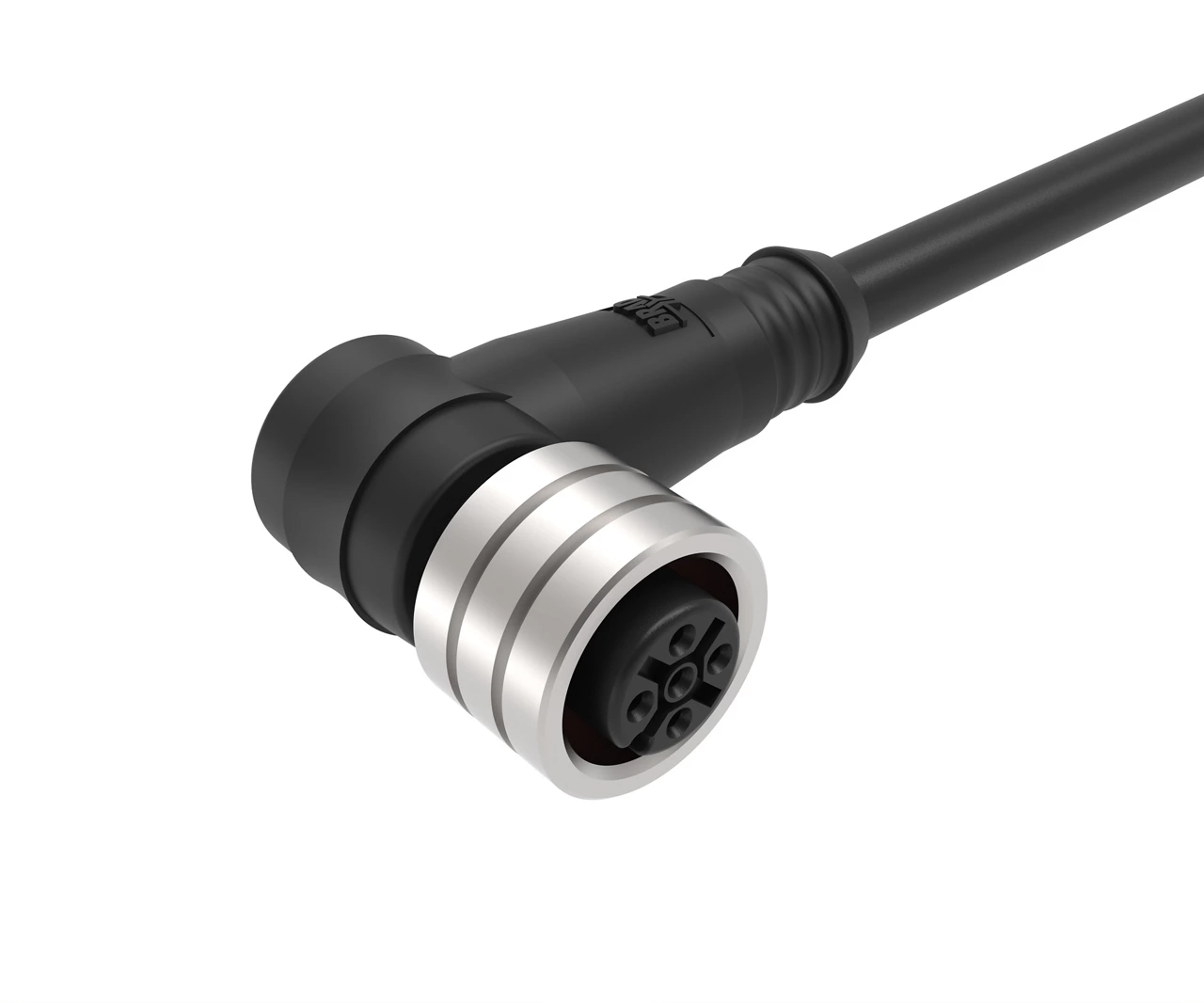 Molex 1200678306 M12 Signal, A-Coded, Single-Ended Cordset, 4 Poles, Female (90°) to Pigtail with LED for PNP Sensors
