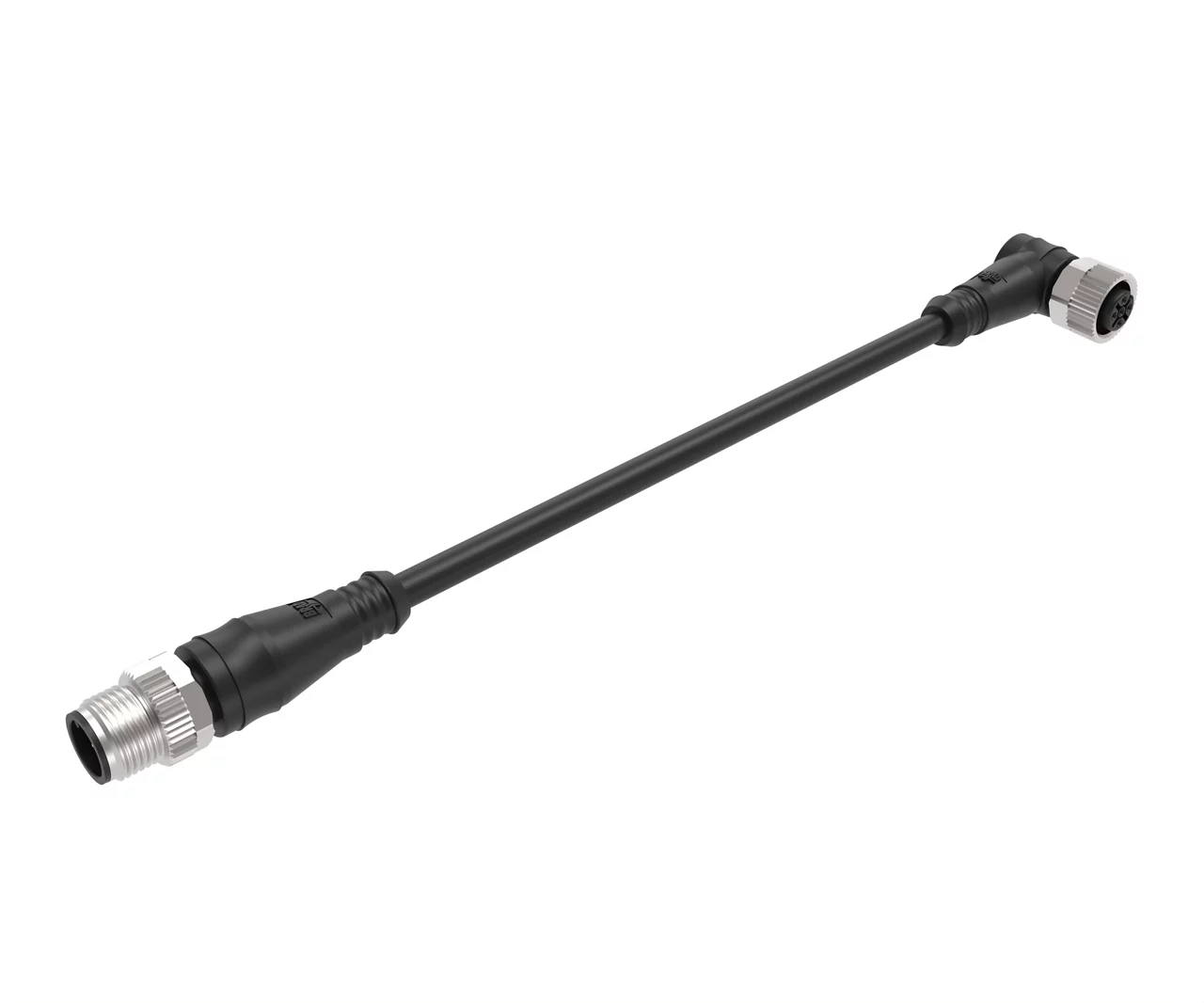 Molex 1200678497 M12 Signal, A-Coded, Double-Ended Cordset with LED for PNP Sensors, 4 Poles, Female (90°) to Male (Stra