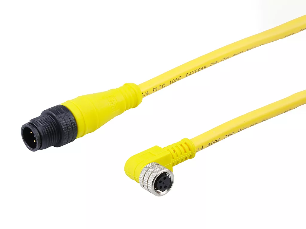 Molex 1200878478 M8 Signal, A-Coded, Double-Ended Cordset, 4 Poles, Female (90°) to Male (Straight), 0.25mm² (24AWG)