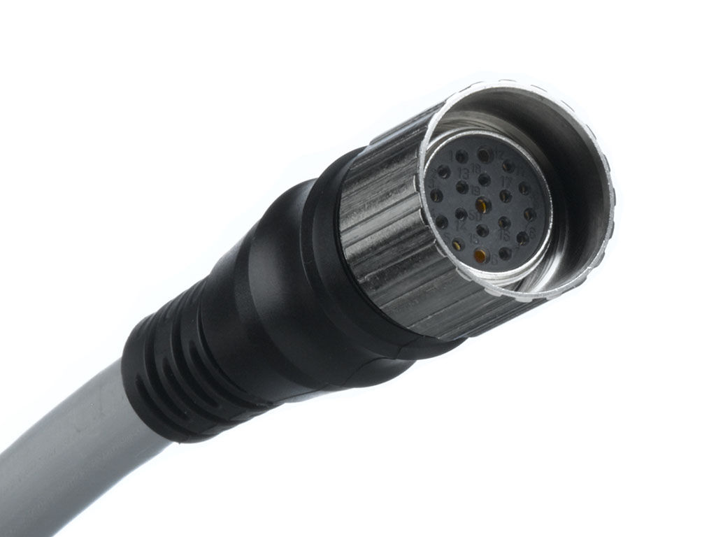 Molex 1200945003 Brad M23 Single-Ended Cordset, 19 Poles, Female (Straight) to Pigtail, 22-18 AWG, PUR Cable