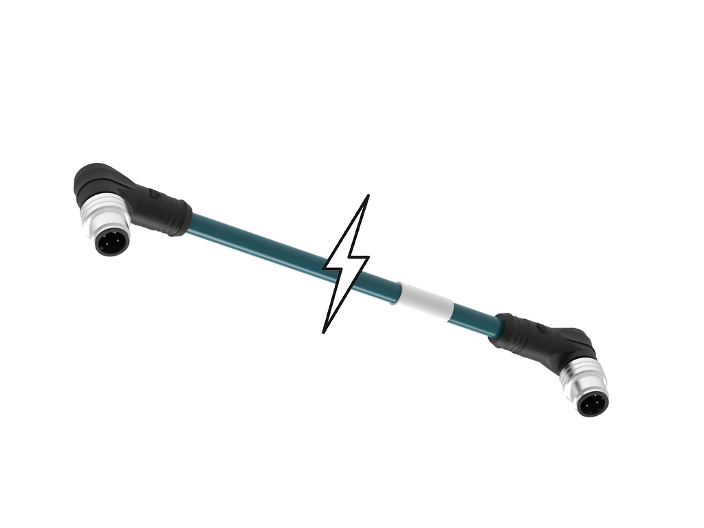 Molex 1201080016 Micro-Change (M12) Double-Ended Cordset, 4 Poles, D-Coded, Male (90°) to Male (90°), 26 AWG, PVC Cable