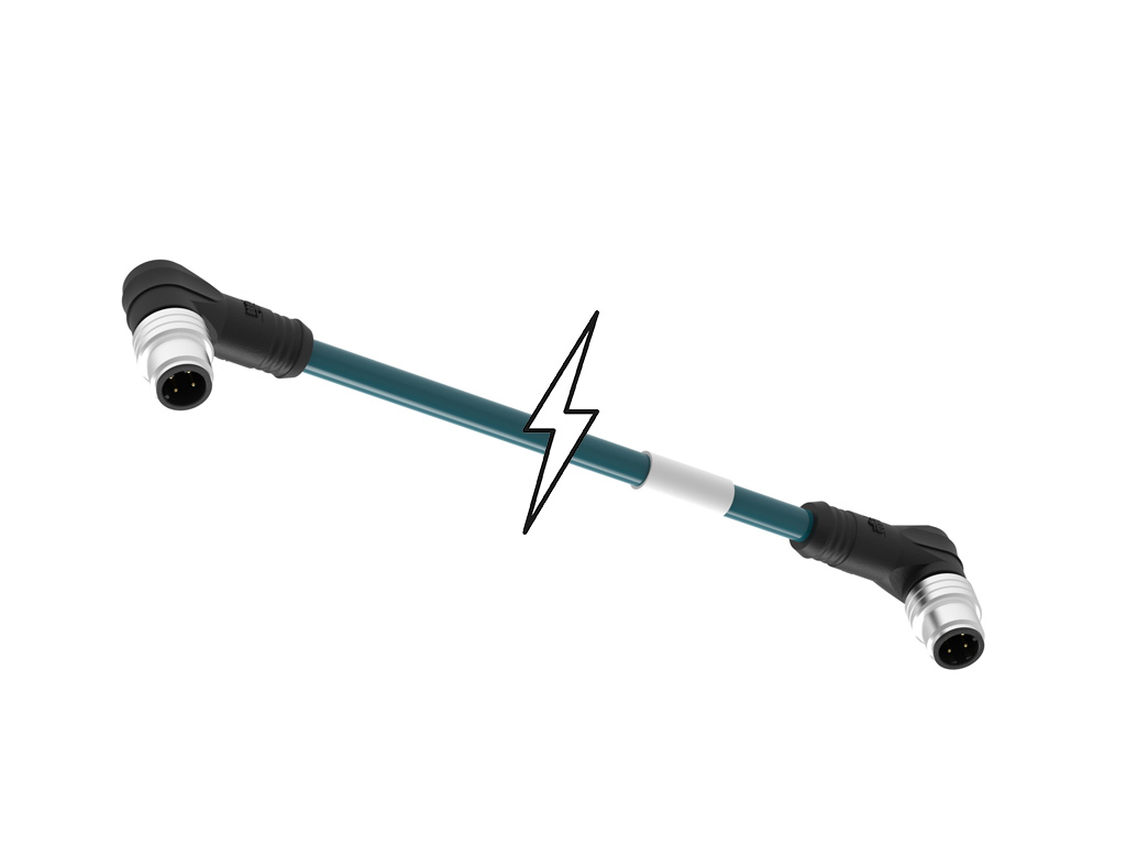 Molex 1201080017 Micro-Change (M12) Double-Ended Cordset, 4 Poles, D-Coded, Male (90°) to Male (90°), 26 AWG, PVC Cable