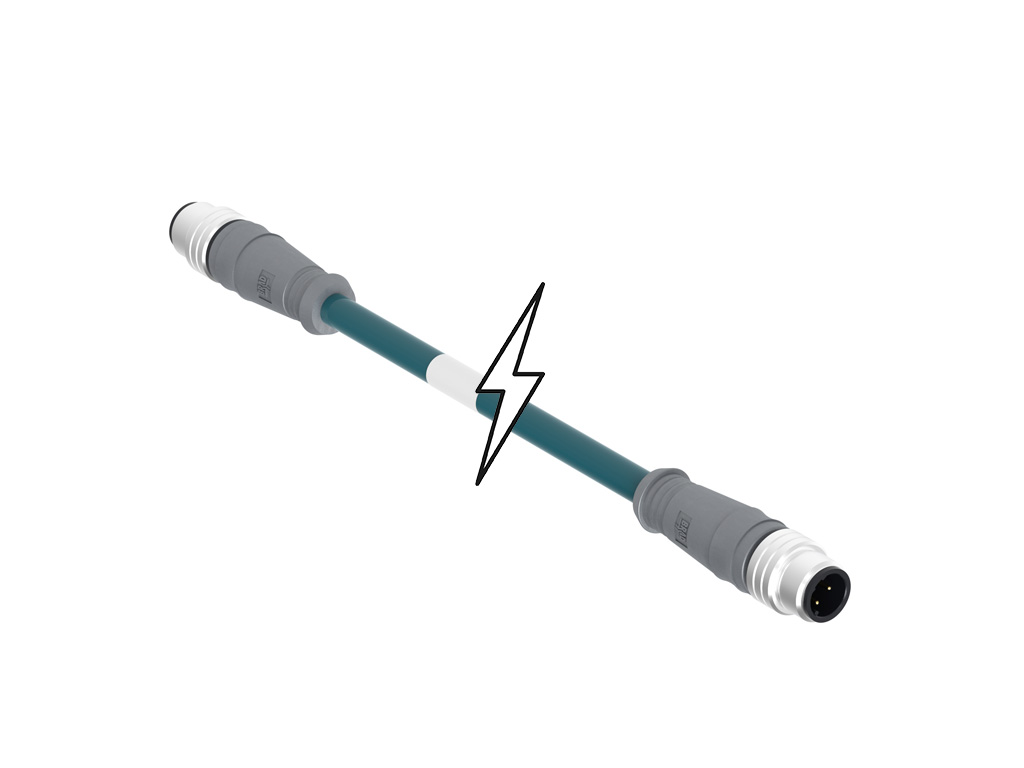 Molex 1201088091 Micro-Change (M12) Double-Ended Cordset, 4 Poles, D-Coded, Male (Straight) to Male (Straight), 26 AWG
