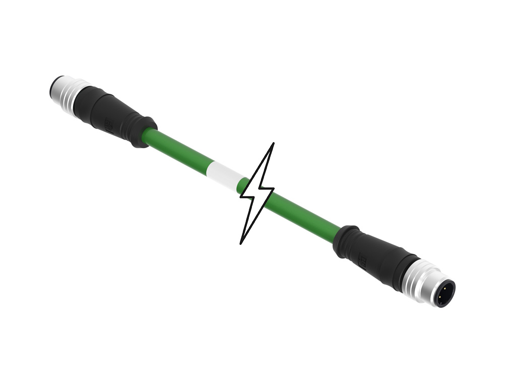 Molex 1201088257 Micro-Change (M12) Double-Ended Cordset, 4 Poles, D-Coded, Male (Straight) to Male (Straight), 22 AWG