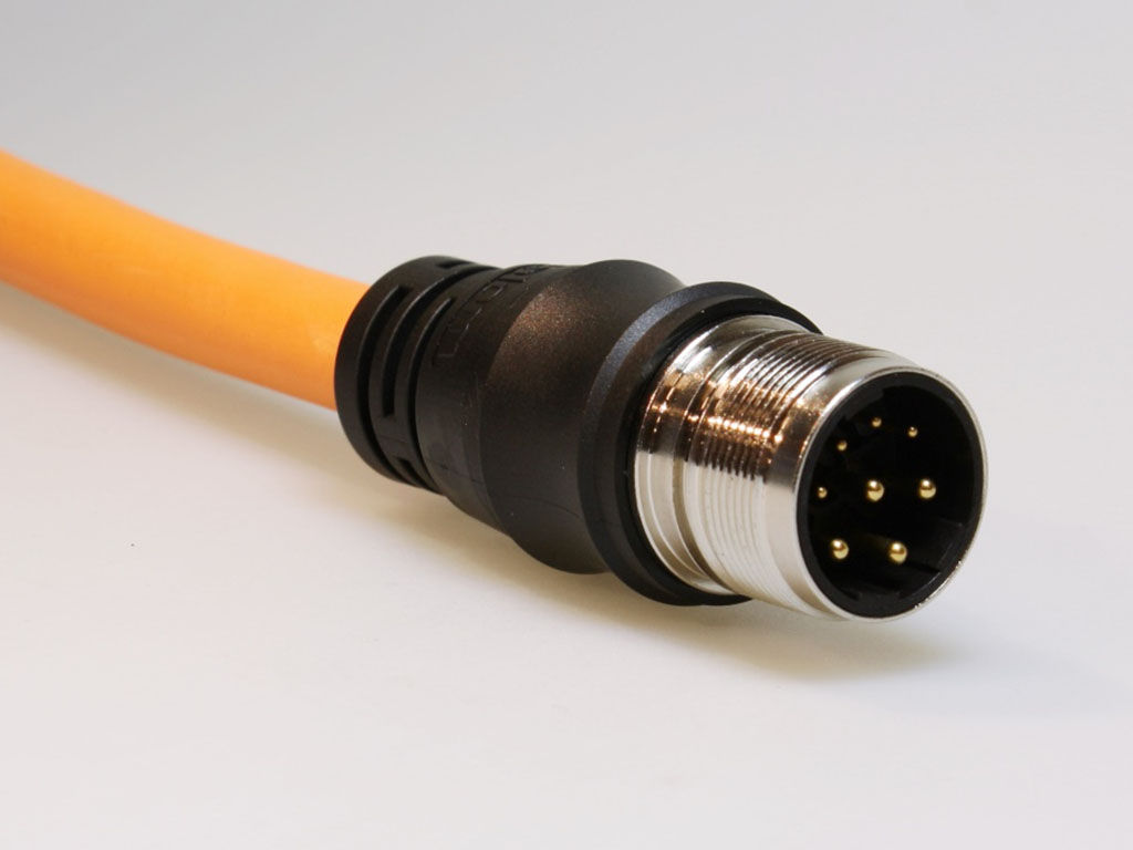 Molex 1204800469 Brad M23 Power Single-Ended Cordset, 8 Poles, Male (Straight) to Pigtail, 19-16 AWG, Orange TPU WSOR Ca