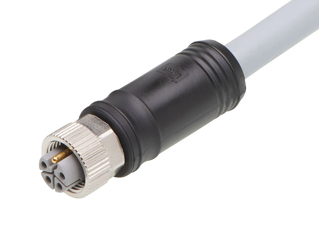 Molex 1205000200 Micro-Change (M12) Single-Ended Cordset, 5 Poles, L-Coded, Female (Straight) to Pigtail, 14 AWG