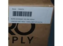 Nord Drivesystems NORD SK1SM40-100-56C-RIGHT worm gearbox with 100:1 ratio, 40 mm center distance, NEMA 56C input adapter, and 3/4" right-side solid output shaft. UNICA