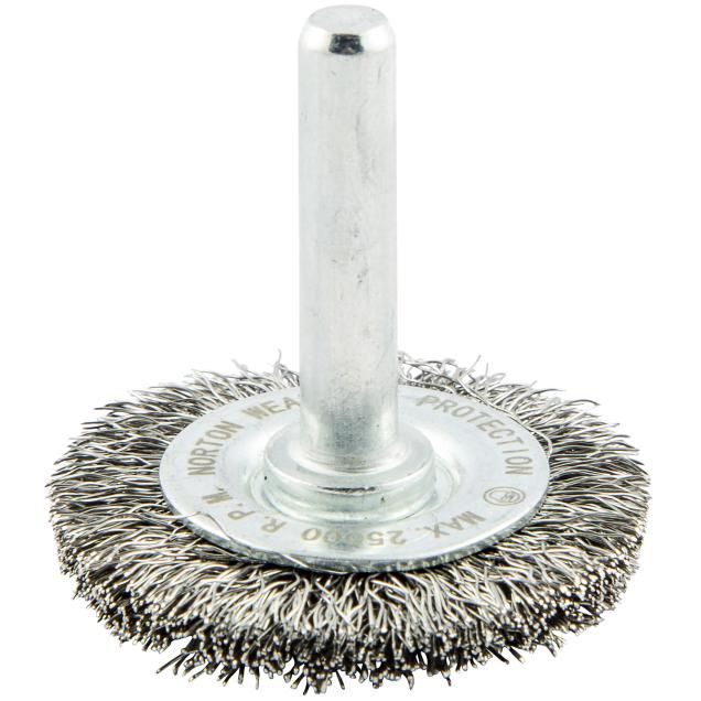 Norton Carbon Steel Crimped Wire Shank Mini Wheel Brush