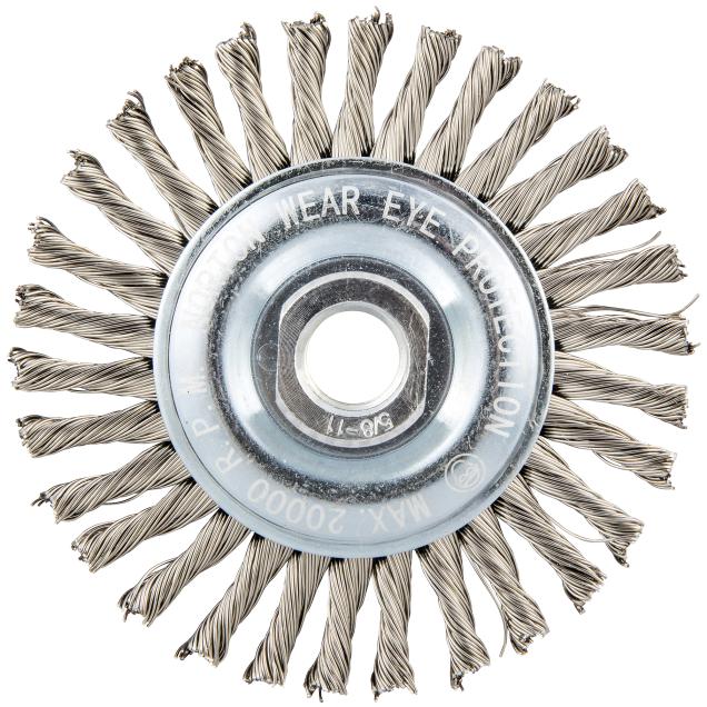 Norton Stainless Steel Stringer Bead Twist Knot Wire Arbor Wheel Brush