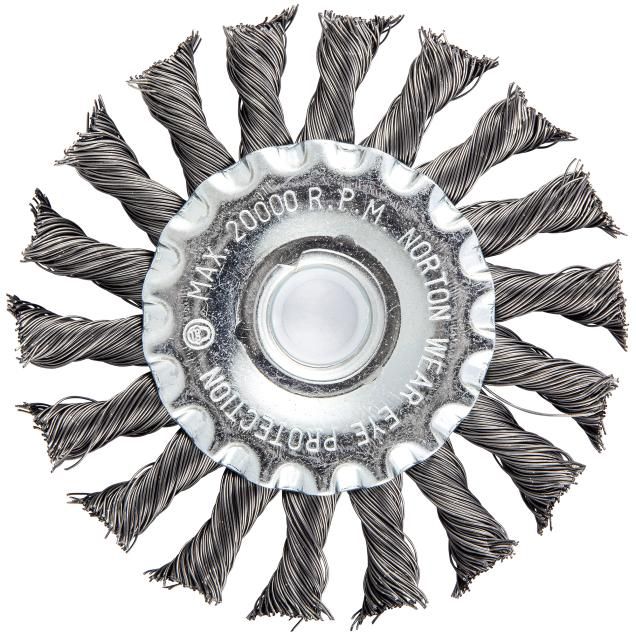 Norton Carbon Steel Standard Twist Knot Wire Arbor Bench Wheel Brush