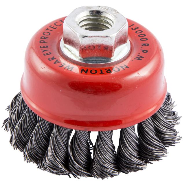 Norton Carbon Steel Standard Twist Knot Wire Arbor Cup Brush