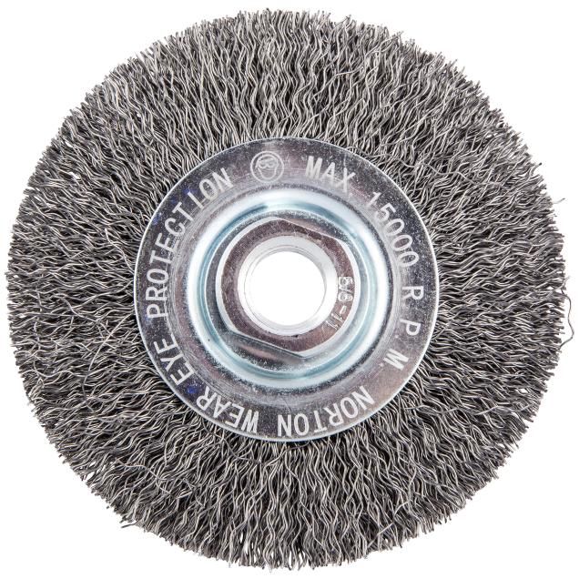 Norton Carbon Steel Crimped Wire Arbor Wheel Brush
