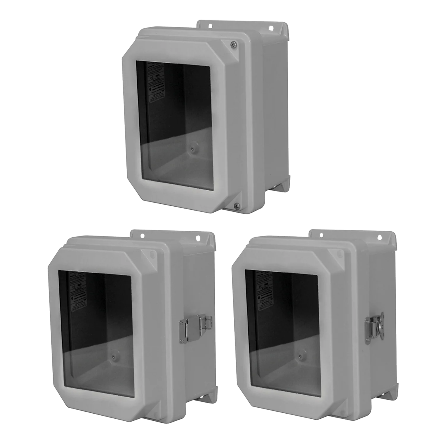 nVent Hoffman RVJB Raised Cover with Bonded Window Type 4X, 9.32x7.32x4.92, Lt Gray, Fiberglass, HW