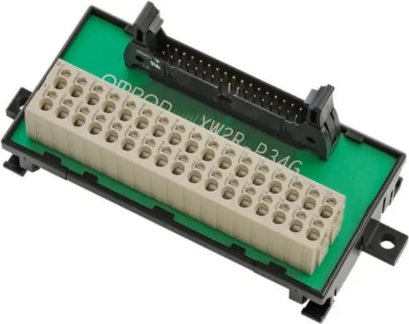 Omron XW2R-P34G-T Horizontal screw mounting terminal block, MIL34 socket, push-in clamp, 34 points, general-purpose