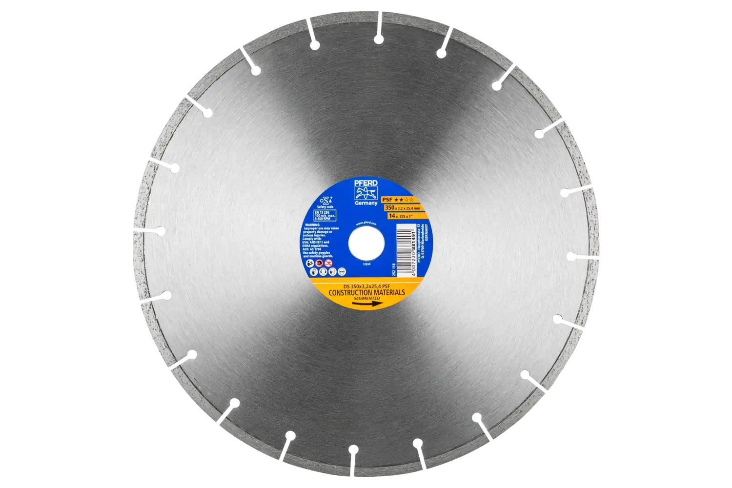 Diamond Segmented Cut-Off Wheel START, 14″ x 1/8″ x 1″: DS 350x3.2x25.4 START