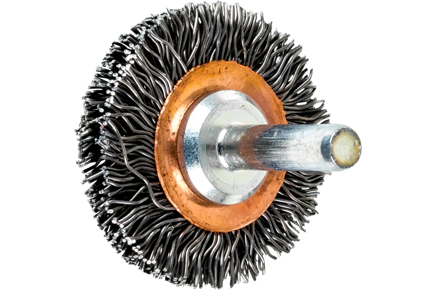 PFERD Crimped Wire Wheel Brush 1-1/2″ Dia. .020 Carbon Steel 1/4″ Shank: RBU 3809/6.35 ST 0.50