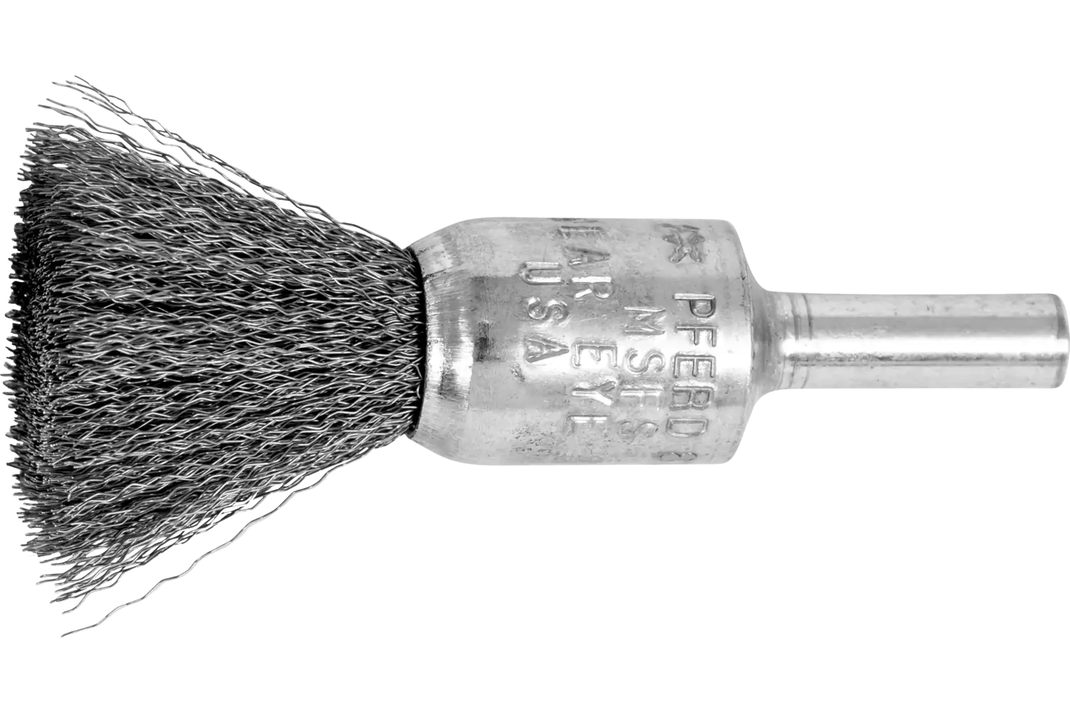 PFERD Crimped Wire End Brush 1/2″ Dia. .006 Carbon Steel 1/4″ Shank: PBU 1516/6.35 ST 0.15