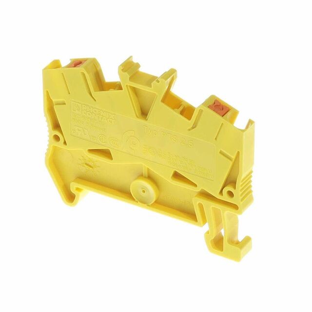Phoenix Contact 1037084 — Terminal Block Connector 2 Position Feed Through Yellow 12-26 AWG