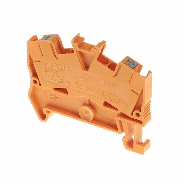 Phoenix Contact 1037086 — Terminal Block Connector 2 Position Feed Through Orange 12-26 AWG